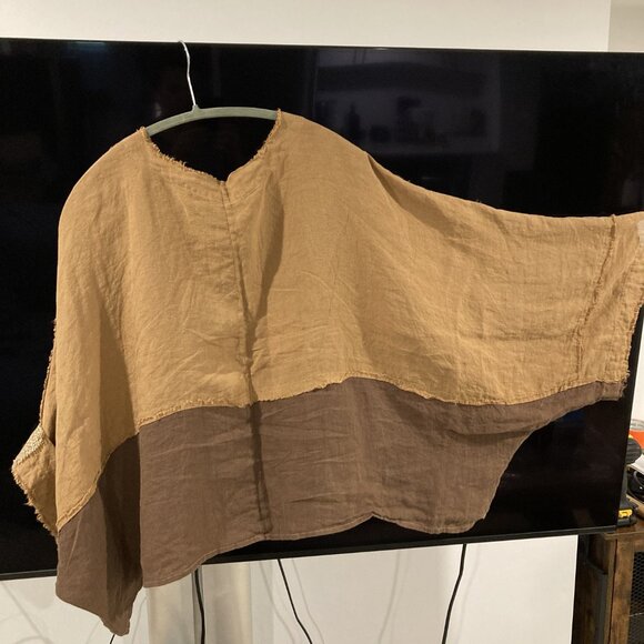 Unique Spring Summer 100% Linen Jacket/Blouse, One Size, khaki/coffee color - Picture 13 of 16